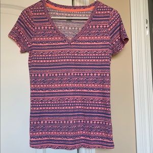 Aztec print v-neck tee